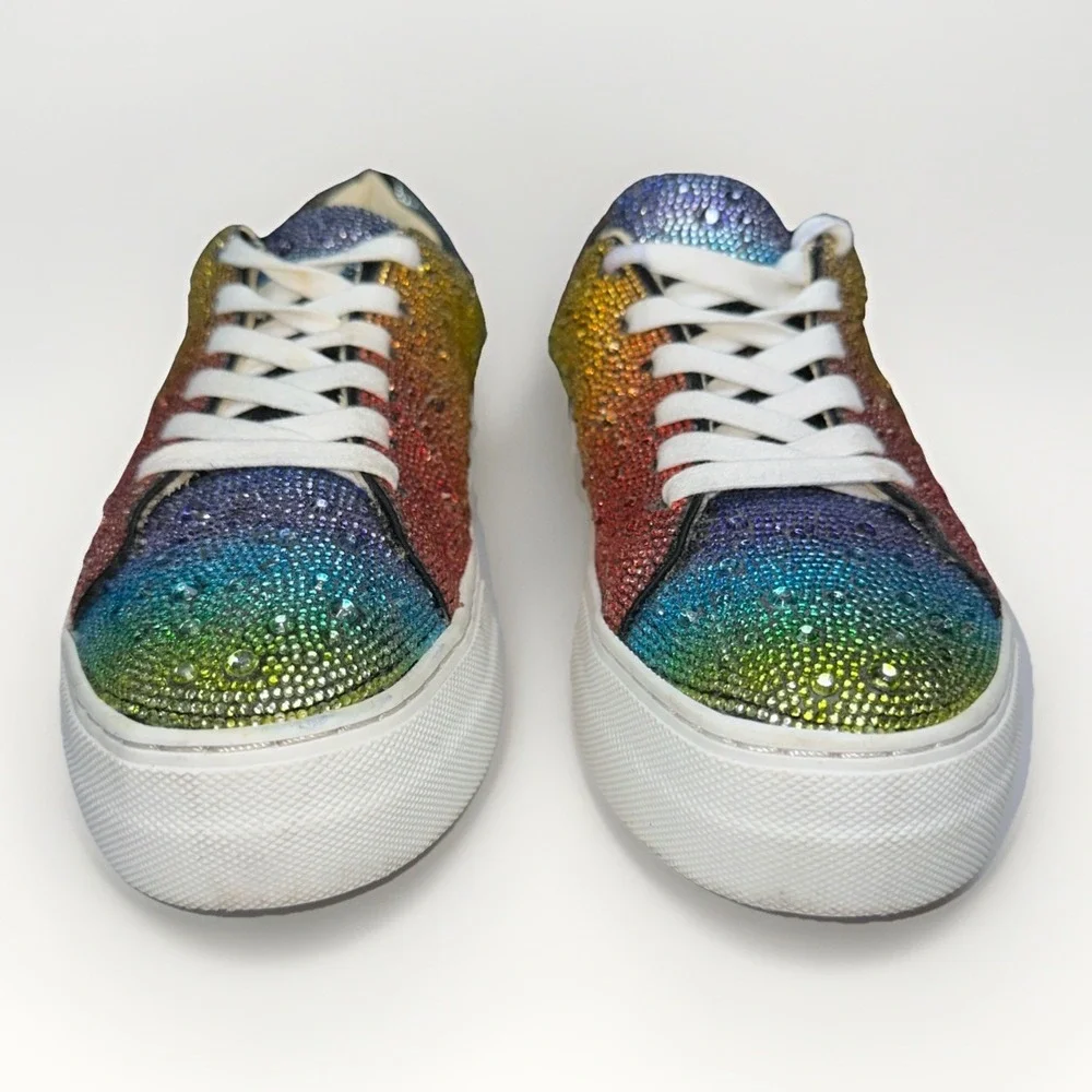 Betsey Johnson Sidny Over The Rainbow Rhinestone Sneakers 6.5M (Fits My 7.5)
